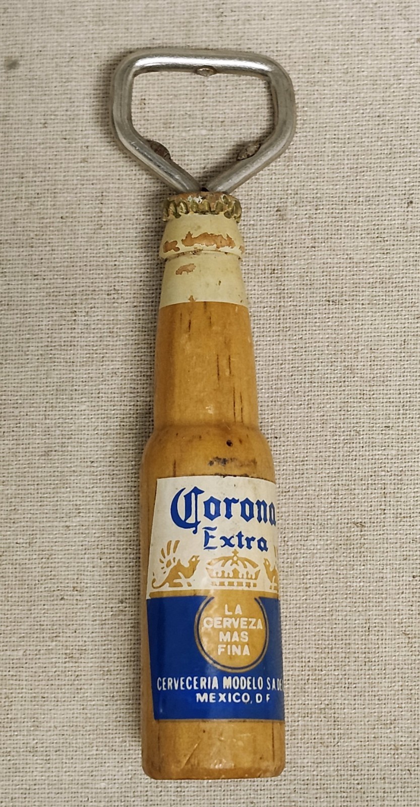 Vintage Corona Extra Beer Wood & Metal Bottle Opener 6.5”