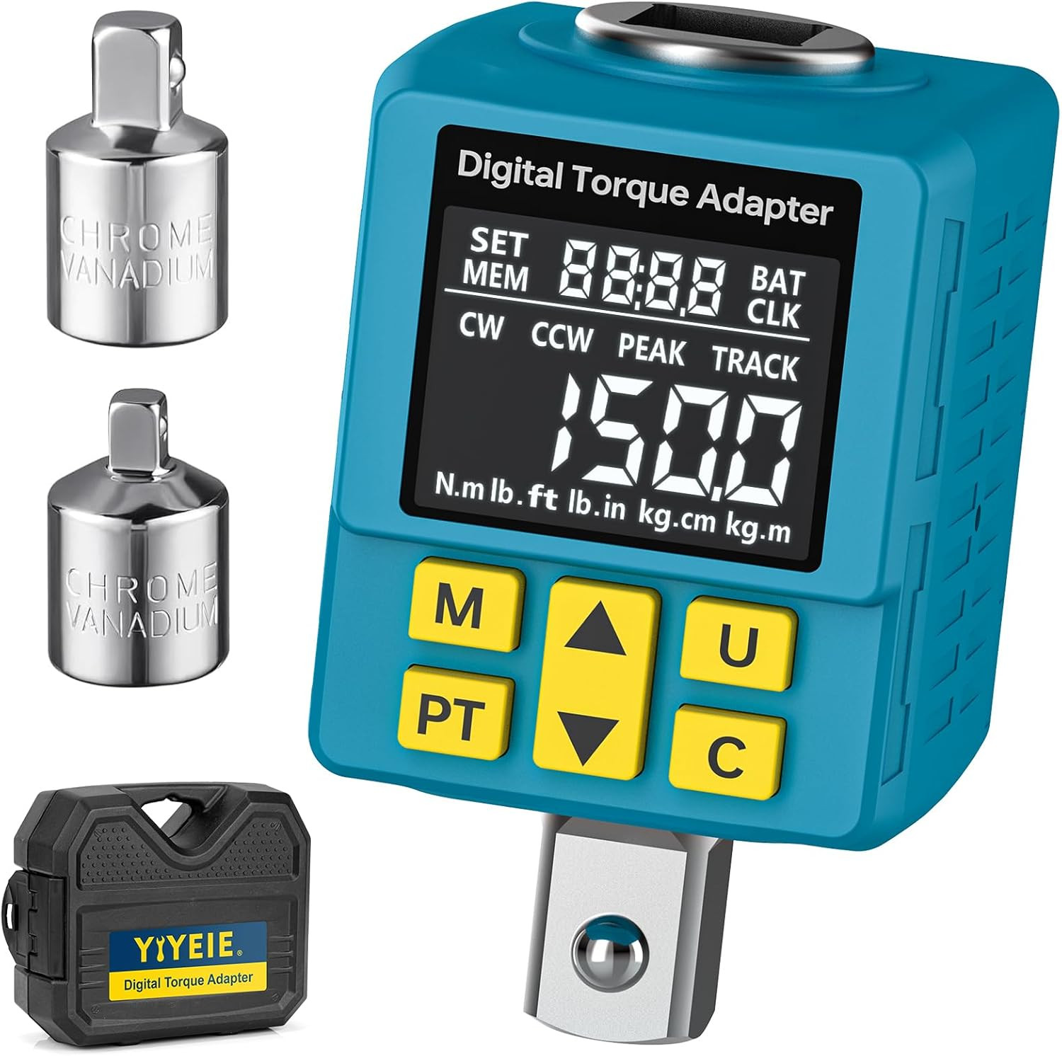 1/2" Digital Torque Adapter, (±1% Accuracy, 7.4-150Ft-Lb) Digital Torque Wrench