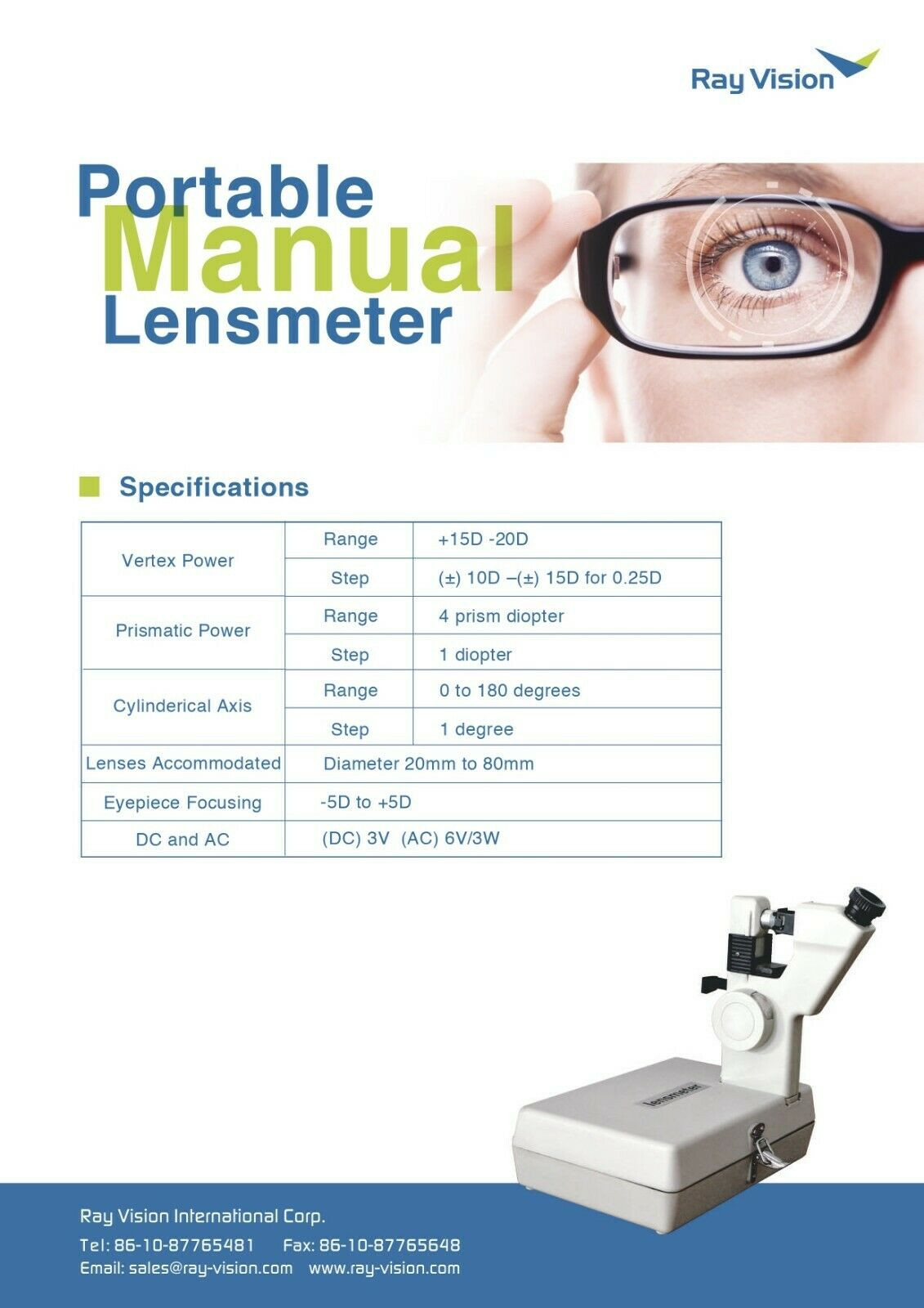 Portable Manual Lensmeter NJC-1 Focimeter Lensometer Optometry Optic Machine