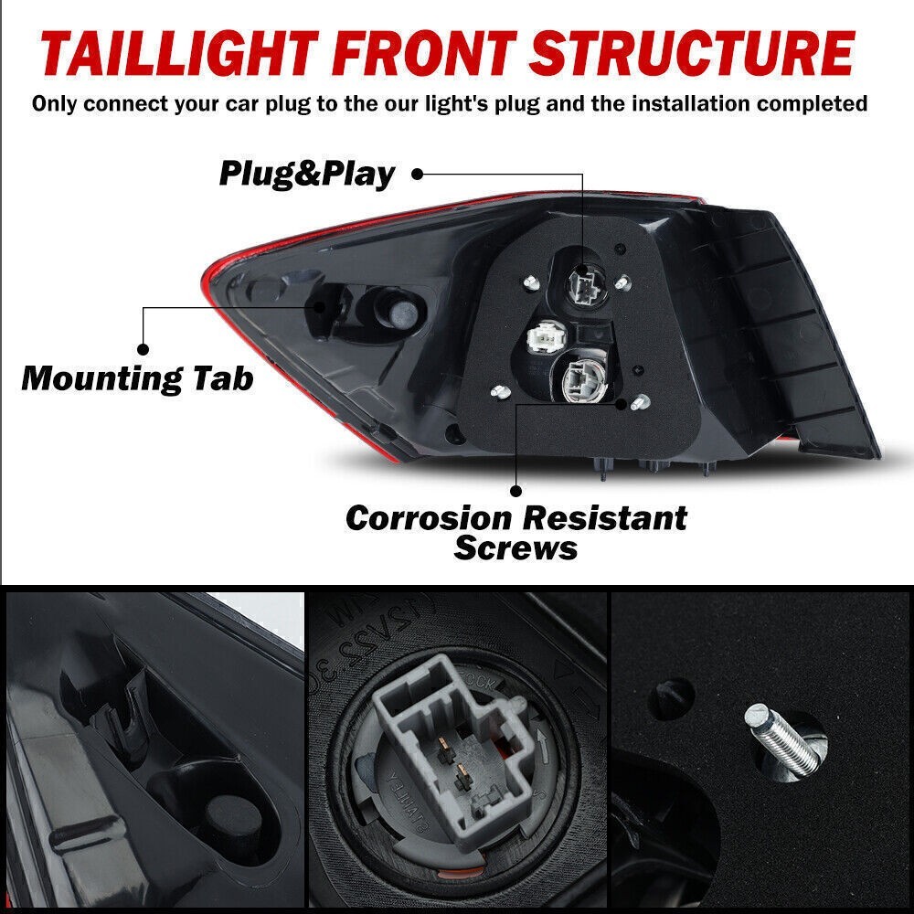 Passenger RH Tail Lights Taillight Lamps Outer For Honda Accord 2016-2017 Right