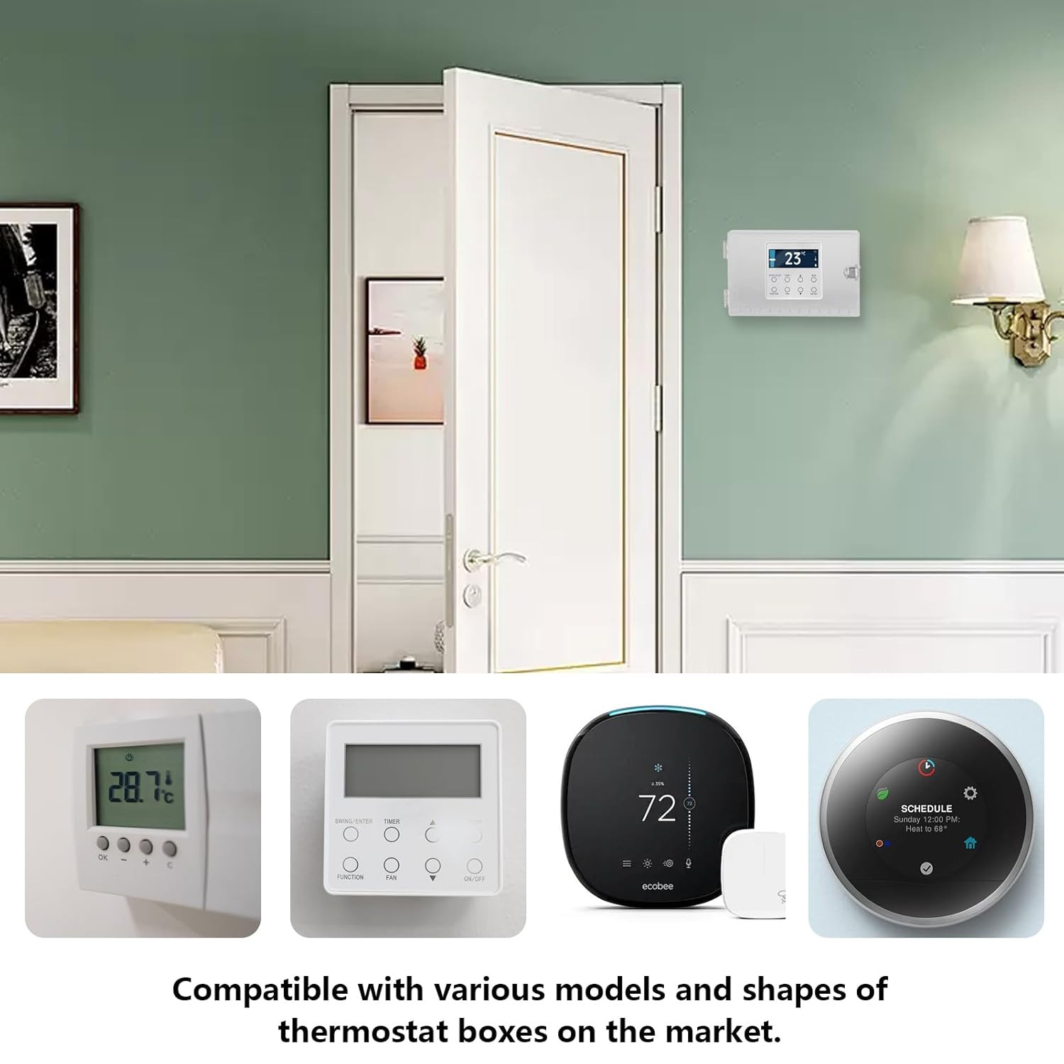 Universal Thermostat Lock Box with Key Clear Large Thermostat Cover Guard Wall