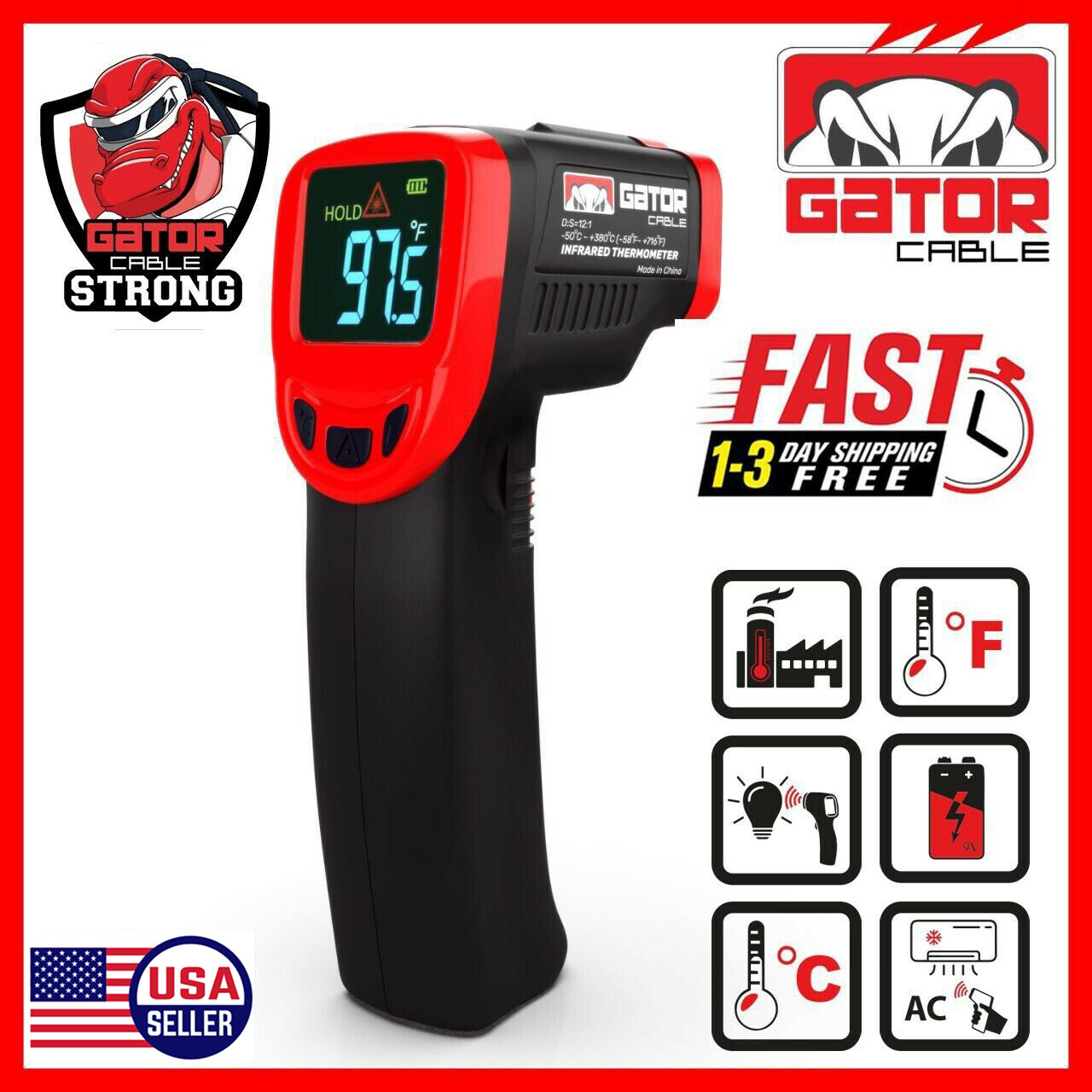 Infrared Laser Thermometer Gun No-Contact Digital Temperature Measurement Tester