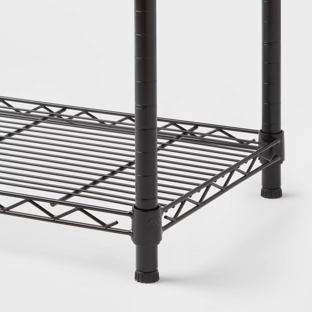 4 Tier Wire Shelving Black - Brightroom: Steel Utility Storage, Adjustable Feet