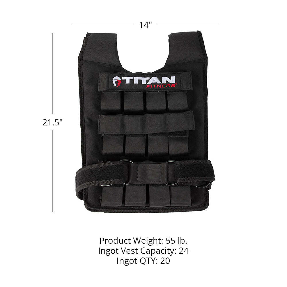 Titan Fitness Elite Series 50 LB Adjustable Weight Vest, (20) 2.5 LB Ingots