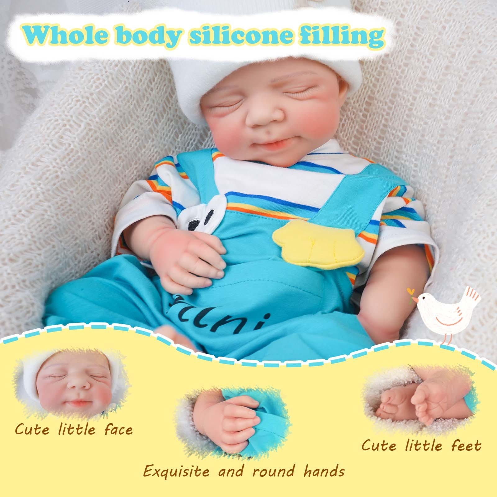 19.68'' silicone reborn doll handmade washable handicrafts gifts companionship