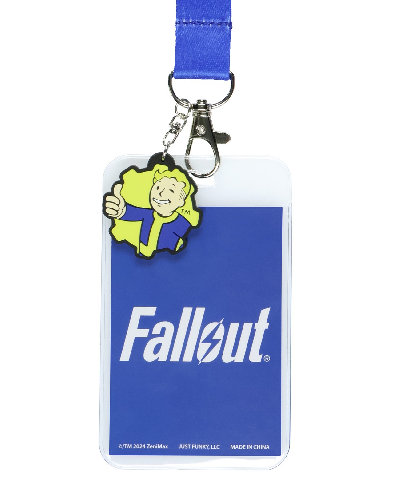 Fallout Lanyard Vault 101 Clear ID Badge Holder with Pip-Boy Rubber Charm