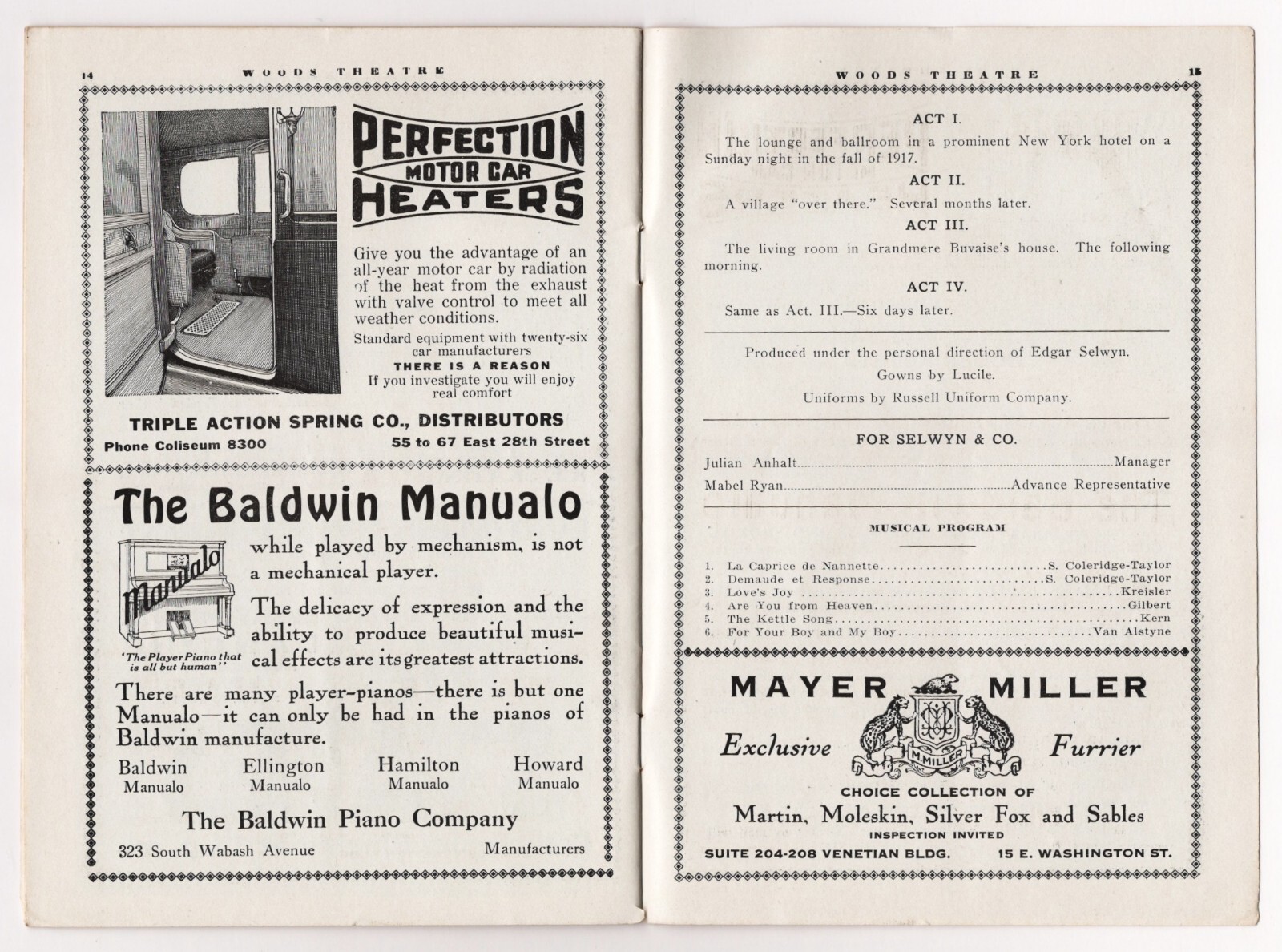 Willette Kershaw "THE CROWDED HOUR" Alan Dinehart 1918 Chicago Tryout Playbill
