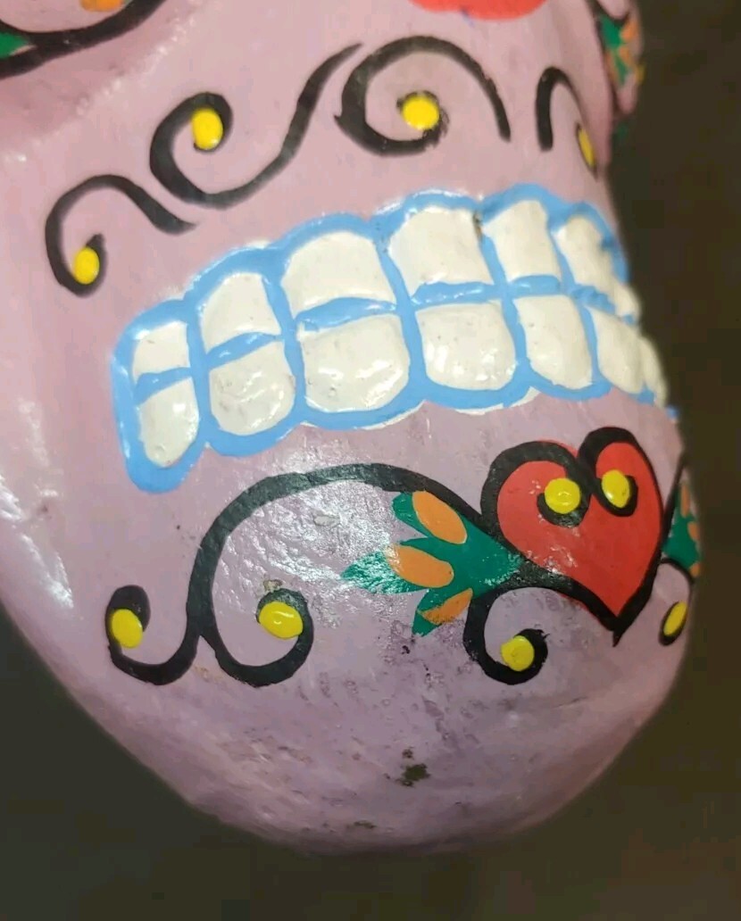 Hand Painted Carved Wall Hanging Sugar Skull Mask Day Of The Dead