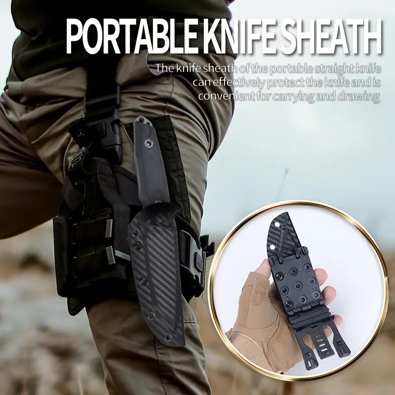 New 9.25" Tactical Fixed Blade Knife Deluxe Carbon Fiber Sheath 4.5" Tanto Blade