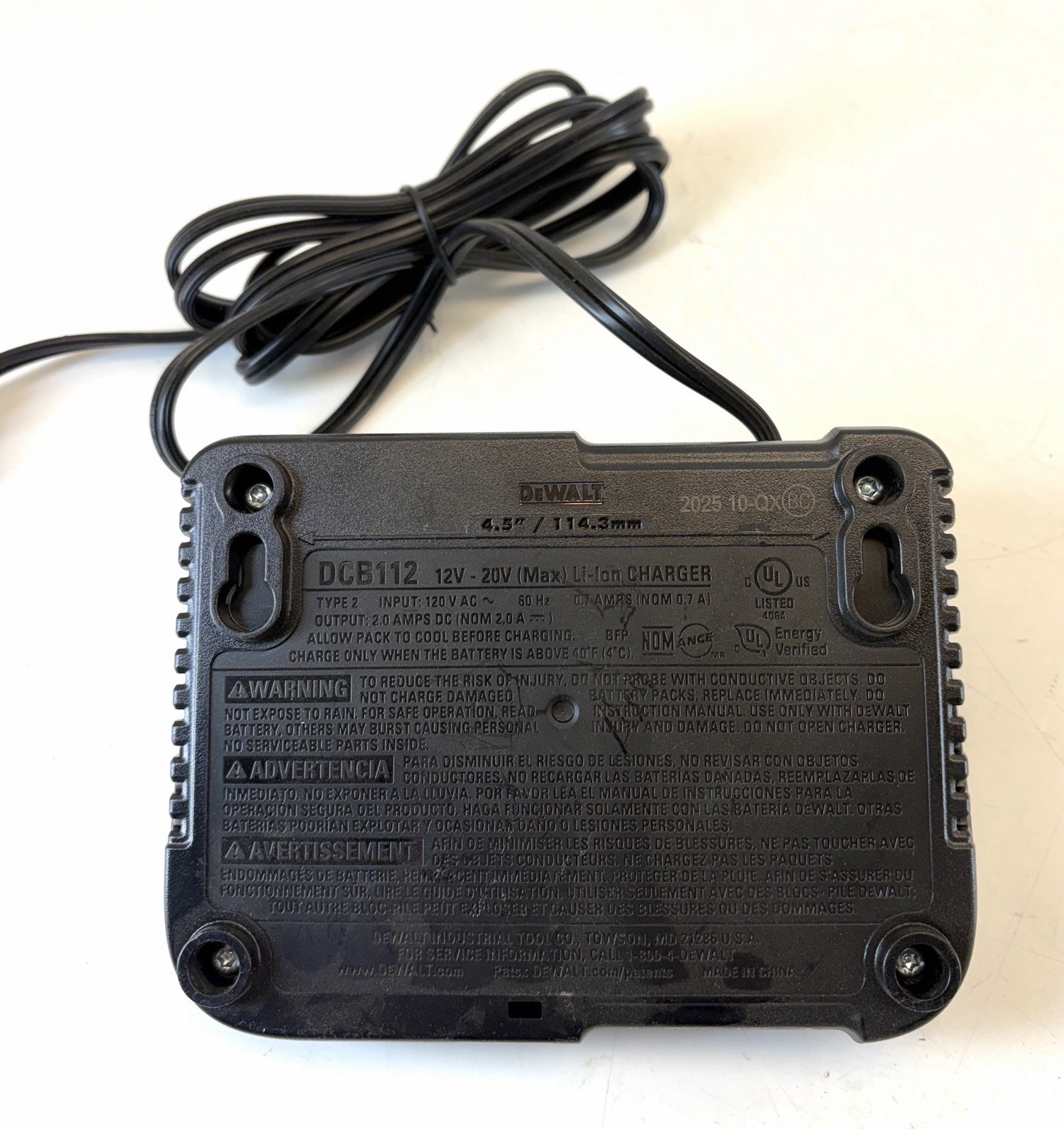 DeWalt 12V/ 20V Battery Charger For Battery DCB204 DCB200 DCB205 Model DCB112