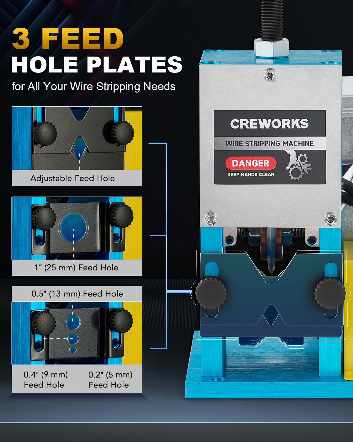 CREWORKS 0.04-1.18 inch Automatic Electric Wire Stripping Machine Wire Stripper