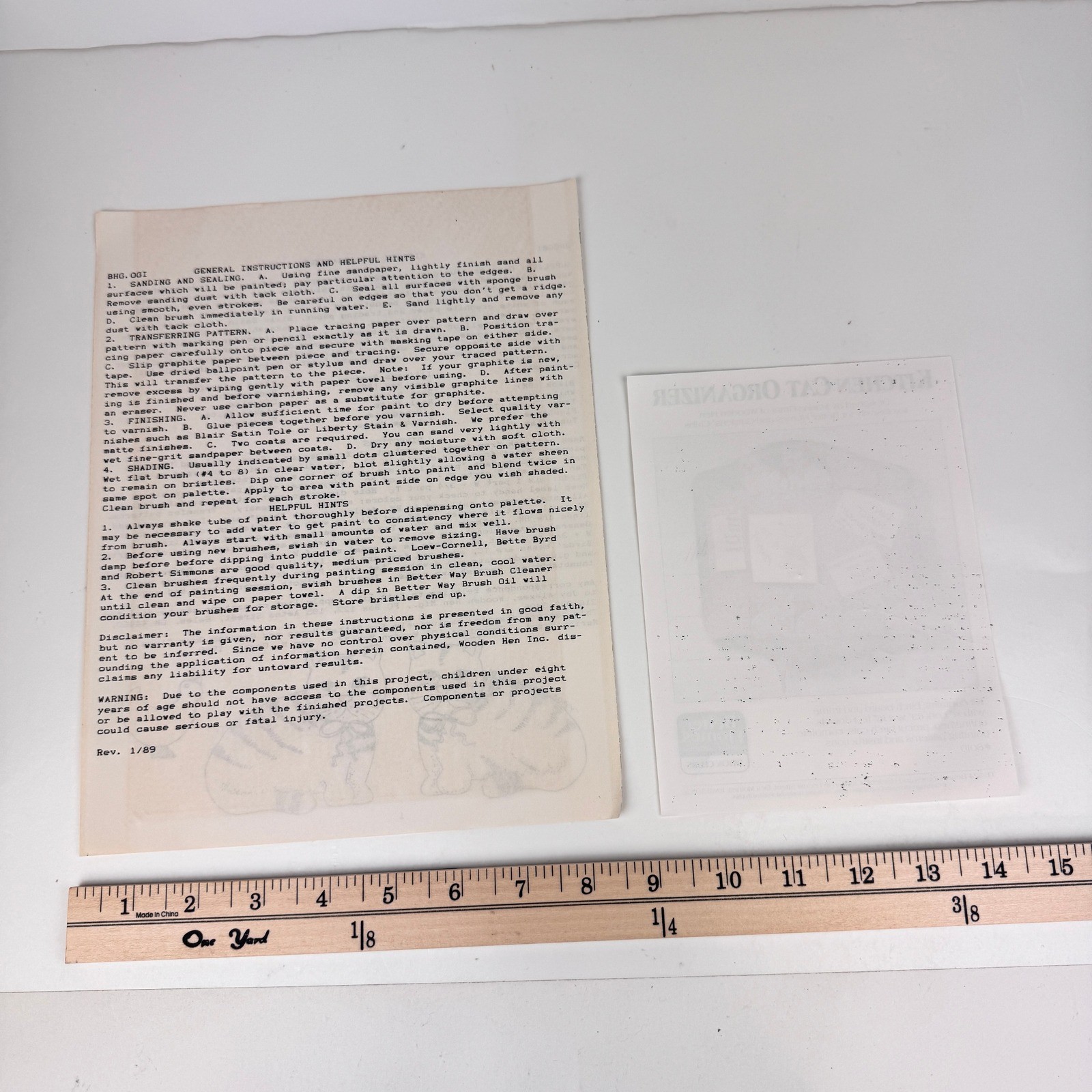 Vtg 1989 Wood Cat Bulletin Board Organizer Better Homes Garden Crafting Kit READ