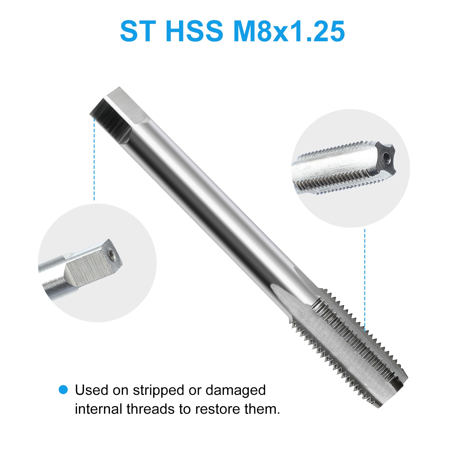 25PCS M8 x 1.25 Thread Repair Kit Stainless Steel Helicoil Insert Set w/ HSS Tap