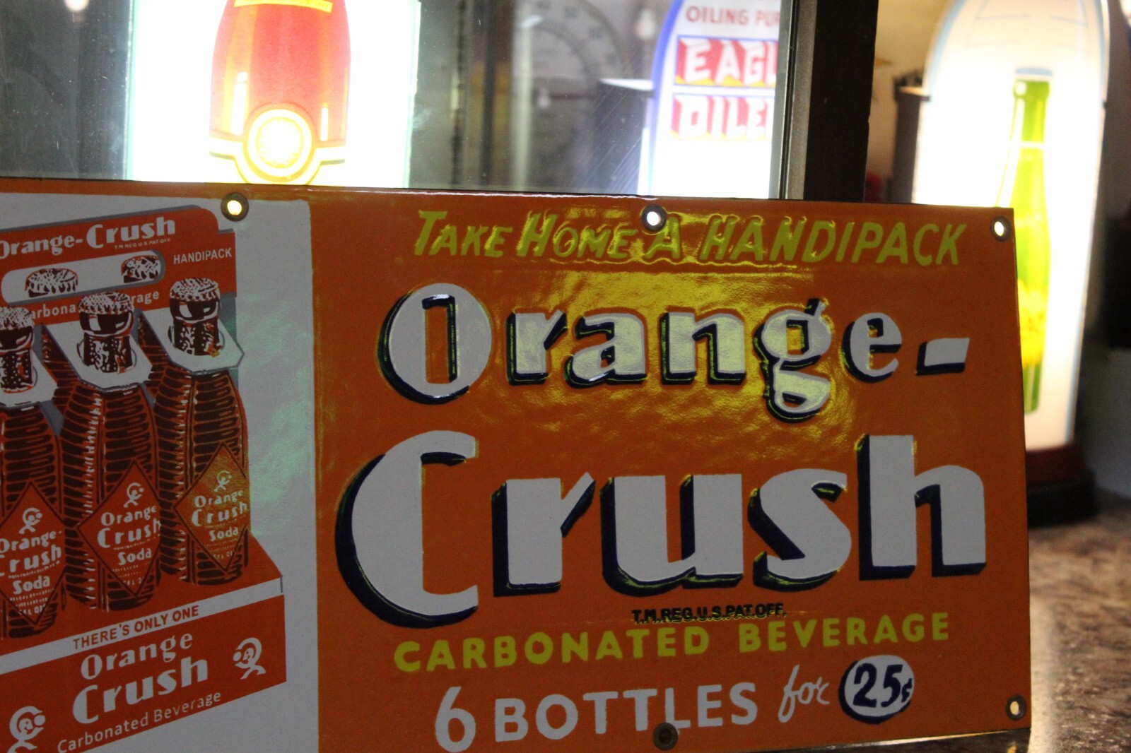 RARE ORANGE CRUSH HANDIPACK SODA POP DEALER PORCELAIN METAL SIGN COKE PEPSI GAS
