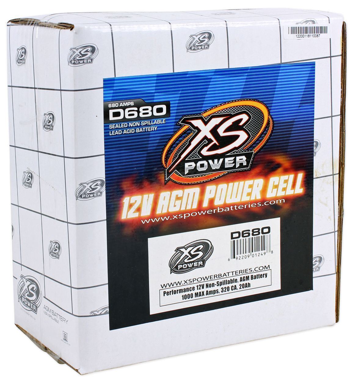 XS Power D680 1000 Amp AGM Power Cell Car Audio Battery + Terminal Hardware