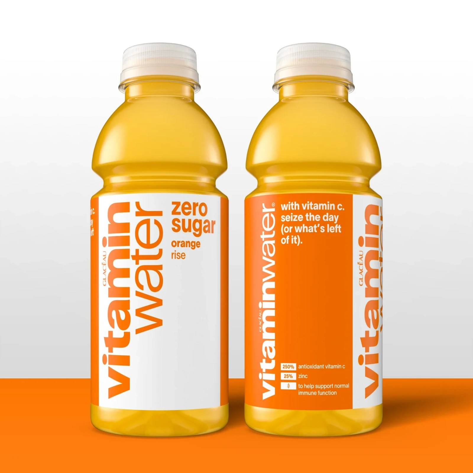 vitaminwater Rise Zero Sugar Orange Flavored Water Beverage, 16.9 fl oz, 6 Pack