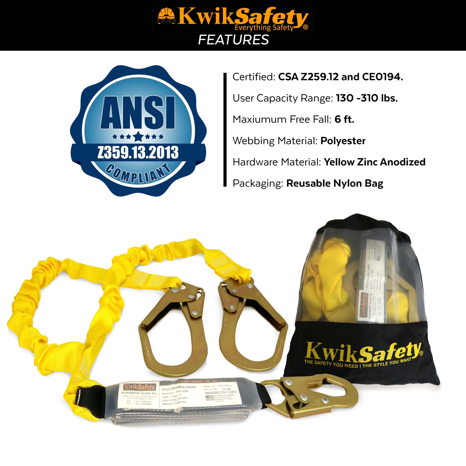 PYTHON 6' Safety Lanyard | 1 PACK