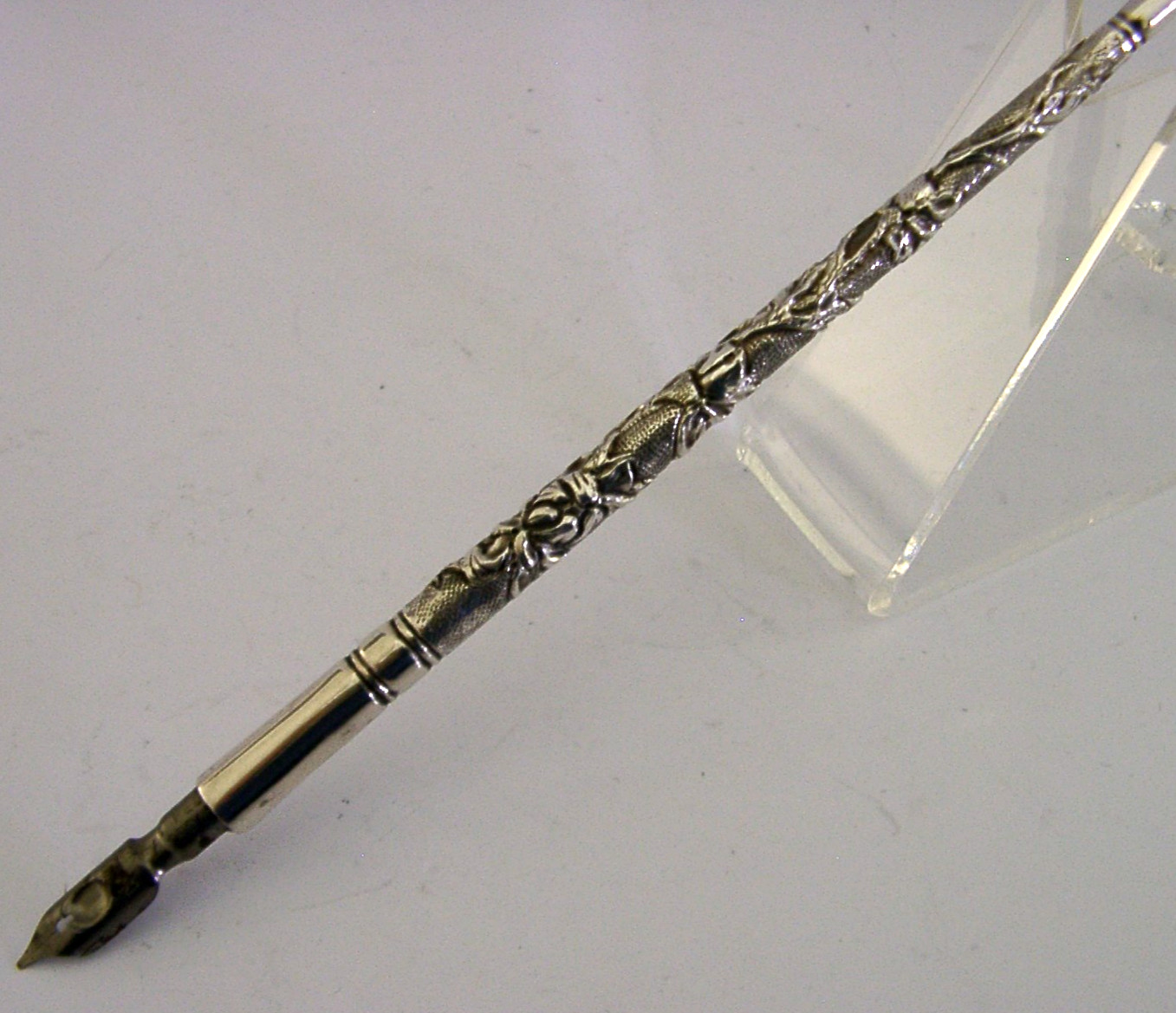 CHINESE EXPORT SILVER DIP PEN c1900 DESK ITEM ANTIQUE