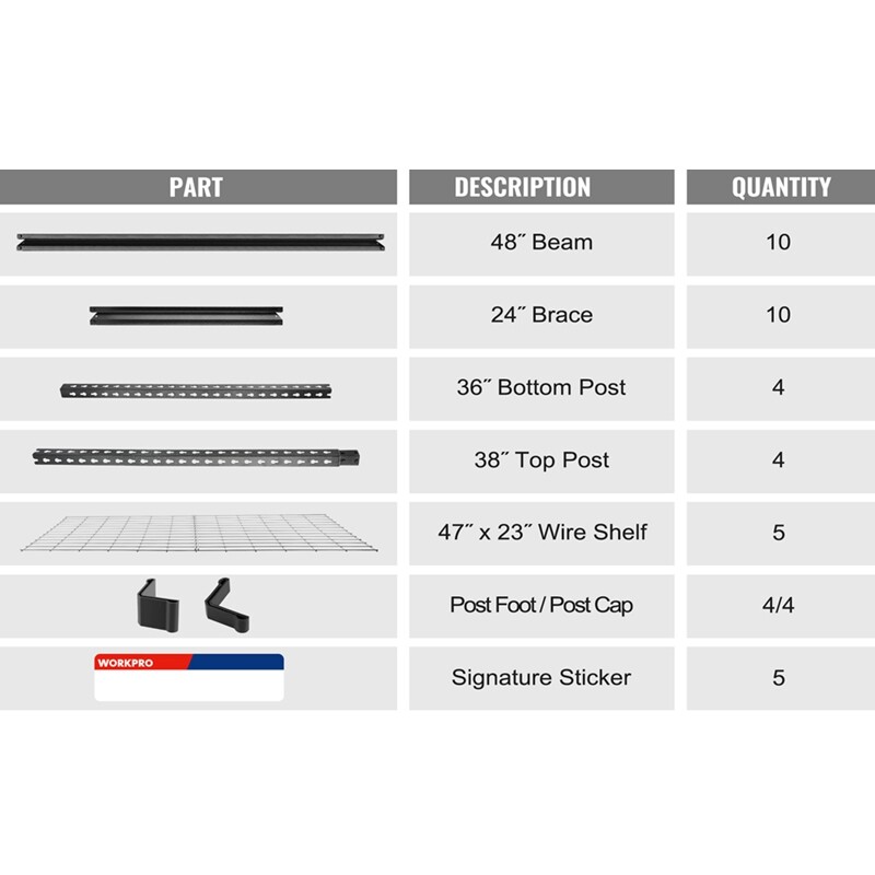 WORKPRO 5-Tier 72-inch Heavy Duty Metal Storage Shelving Unit Storage Rack Shelf