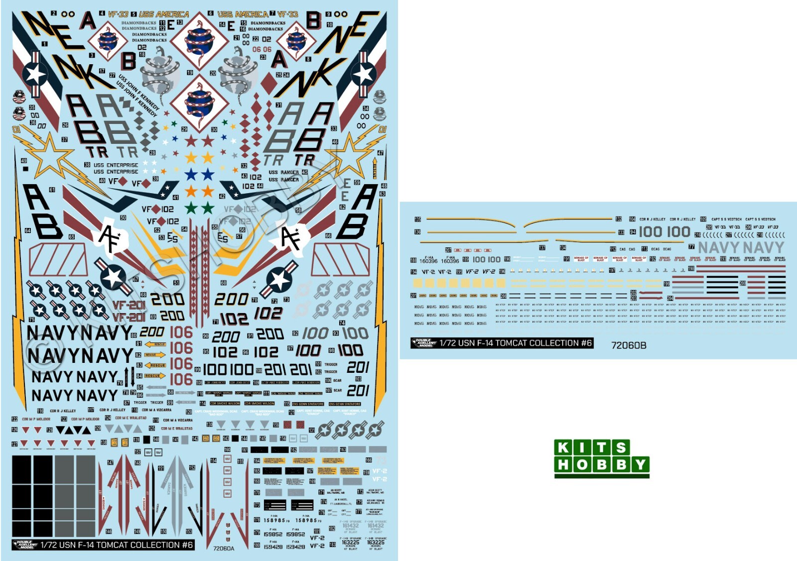 DXM decal 1/72 USN F-14 Tomcat VF-2 / VF-33 / VF-101 / VF-102 / VF-201