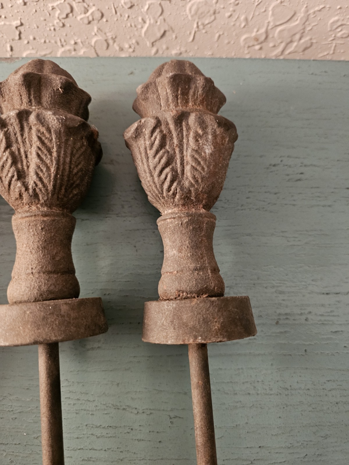 Antique Garden Salvage-4 Cast Iron Hose Guide Stakes W/FencePost Finial...