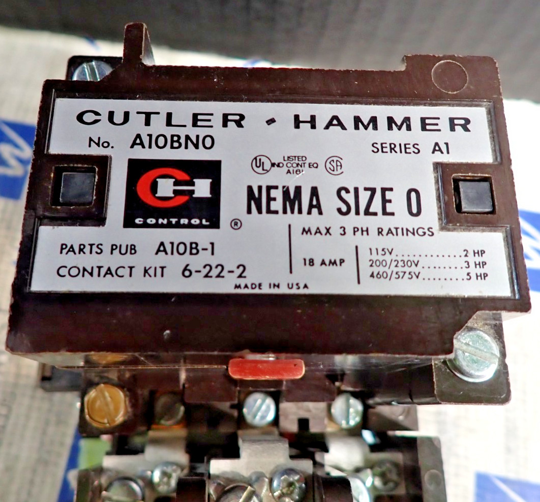 Cutler Hammer A10BN0 Size 0 Starter 5HP 460 3 Phase 18 Amp 120V Coil TESTED S942
