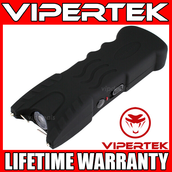 VIPERTEK Stun Gun VTS-979 - BLACK Heavy Duty Rechargeable LED Flashlight