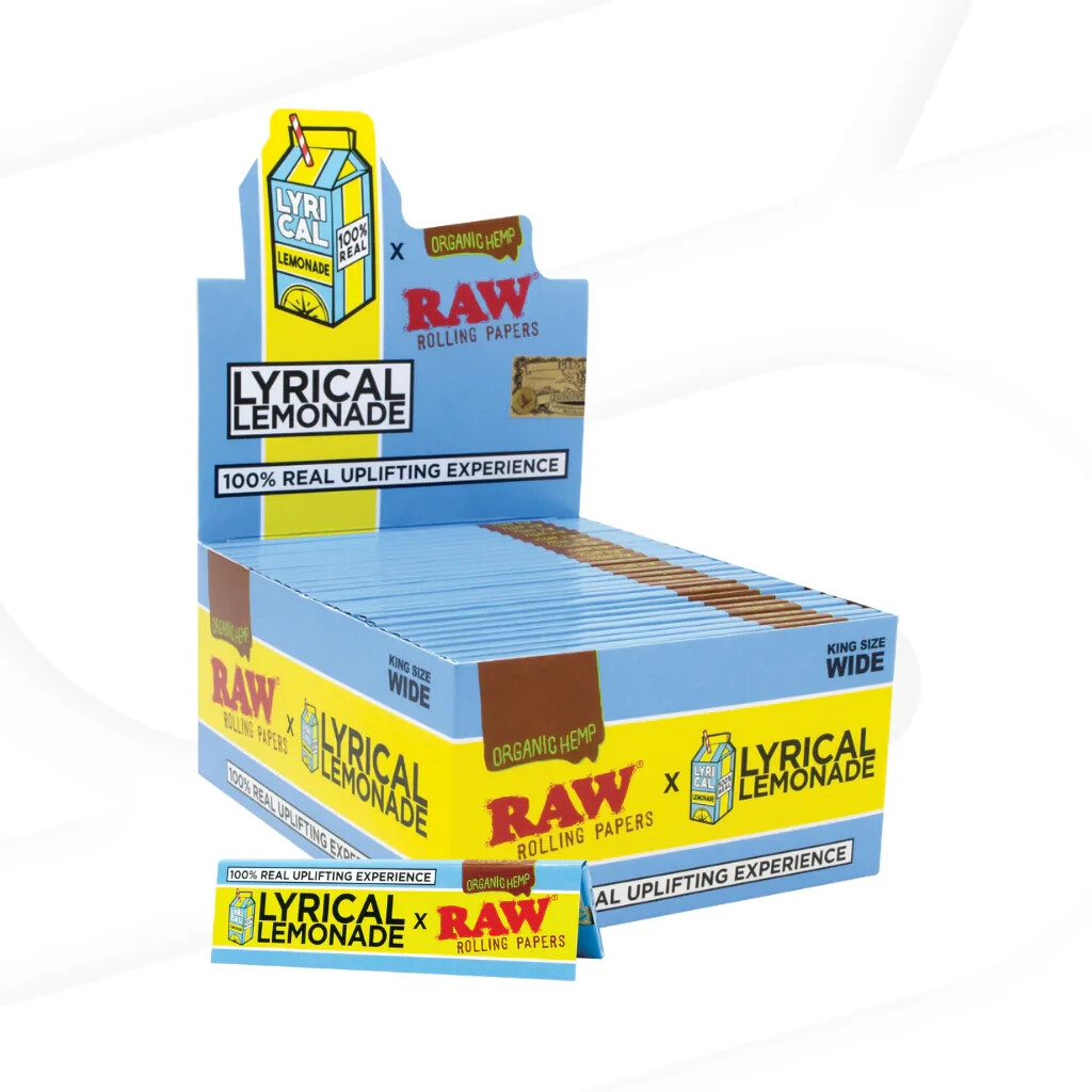 🤤 5 X RAW LYRICAL LEMONADE KING SIZE WIDE ORGANIC HEMP ROLLING PAPERS 🔥 NEW 🔥