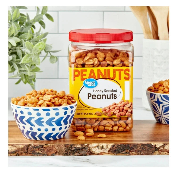 Great Value Honey Roasted Peanuts, 34.5 oz