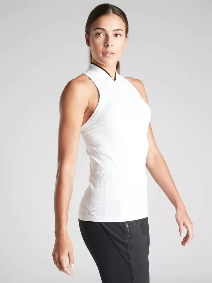 Athleta Momentum Polo Tank-White- Size XL -NWOT