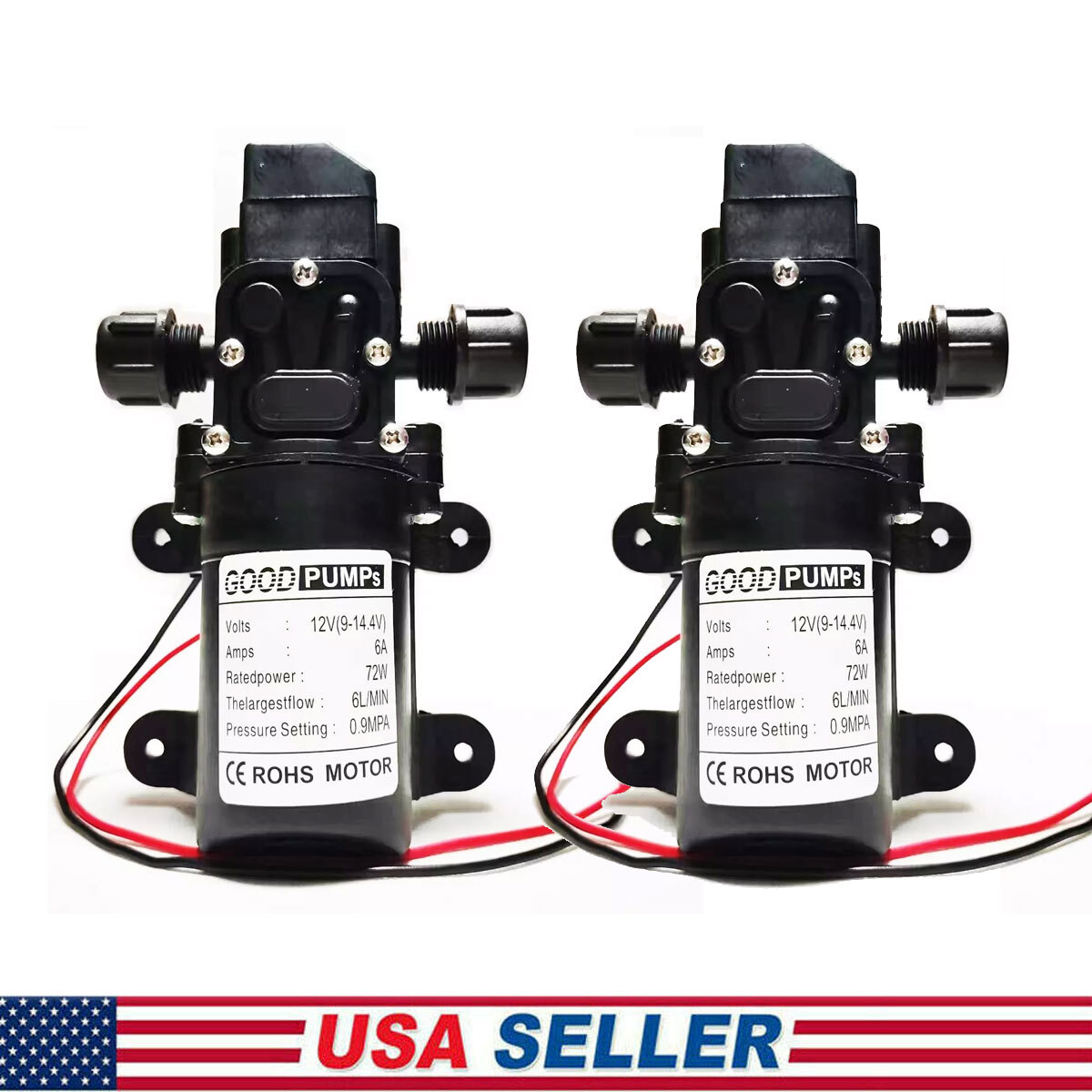2PC 12V Water Pump 130PSI Self Priming Diaphragm High Pressure Automatic Switch