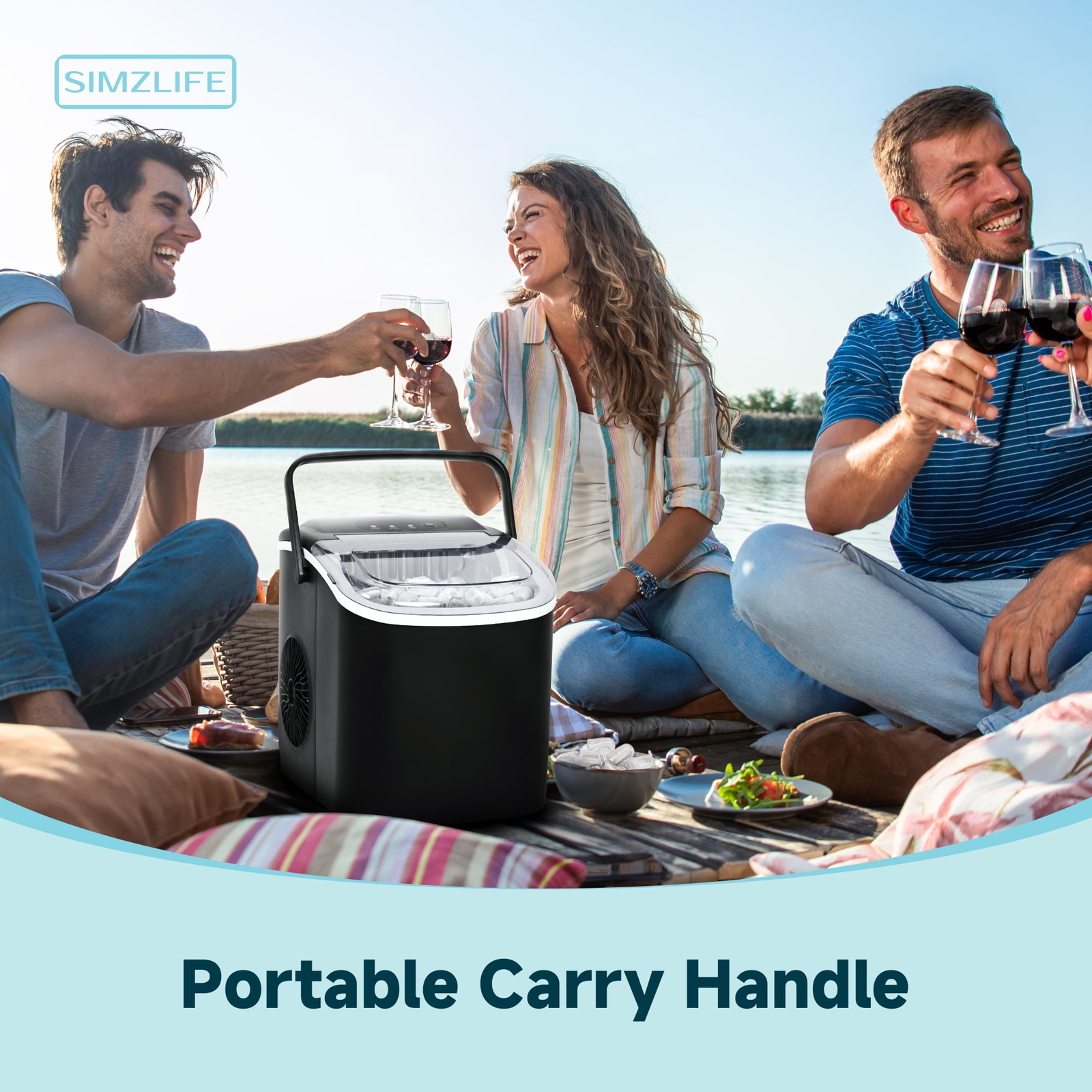 Countertop Ice Maker Machine, 9 Bullet Ice in 6 Min, Self-Cleaning, 26 lbs/Day