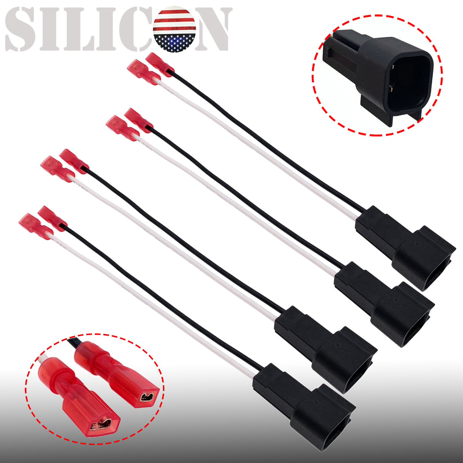 4x Front-Rear Door Speaker Harness Adapters for 1999-2014 Ford F-150