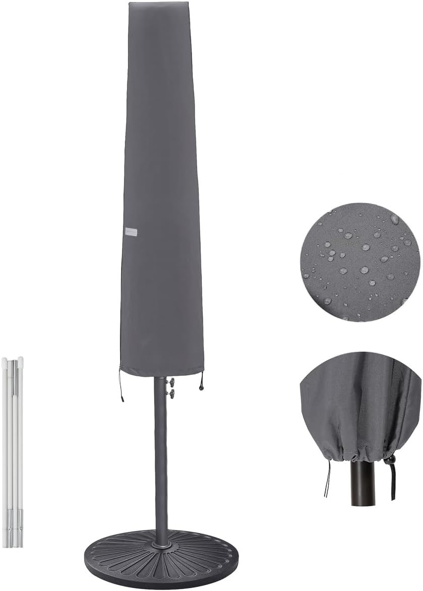 Patio Umbrella Cover 6-9ft Waterproof Zipper Rod Outdoor Market Grey NEW