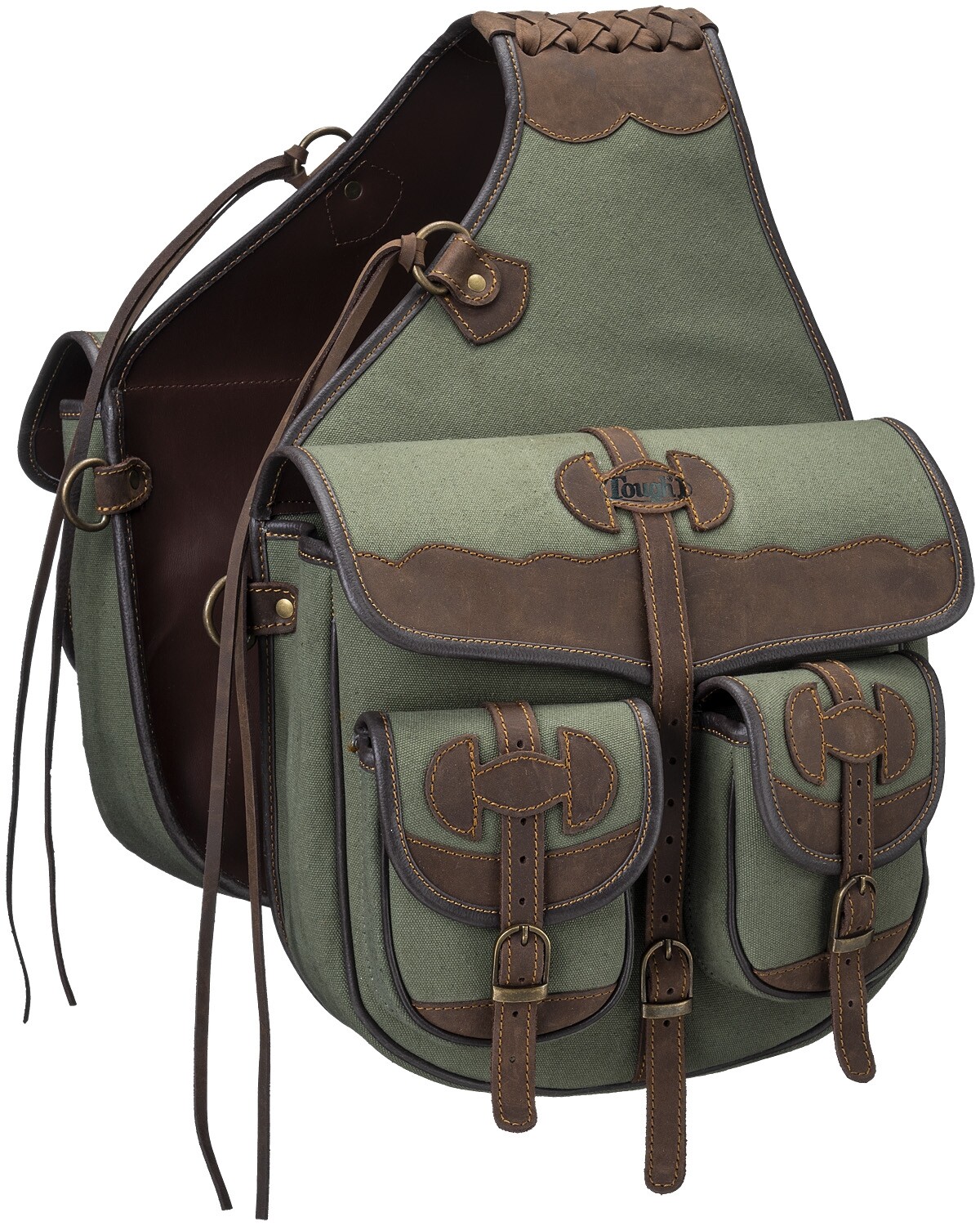 Western Saddle Canvas and Leather Trail Riding Saddle Bags - 3 Color Choices