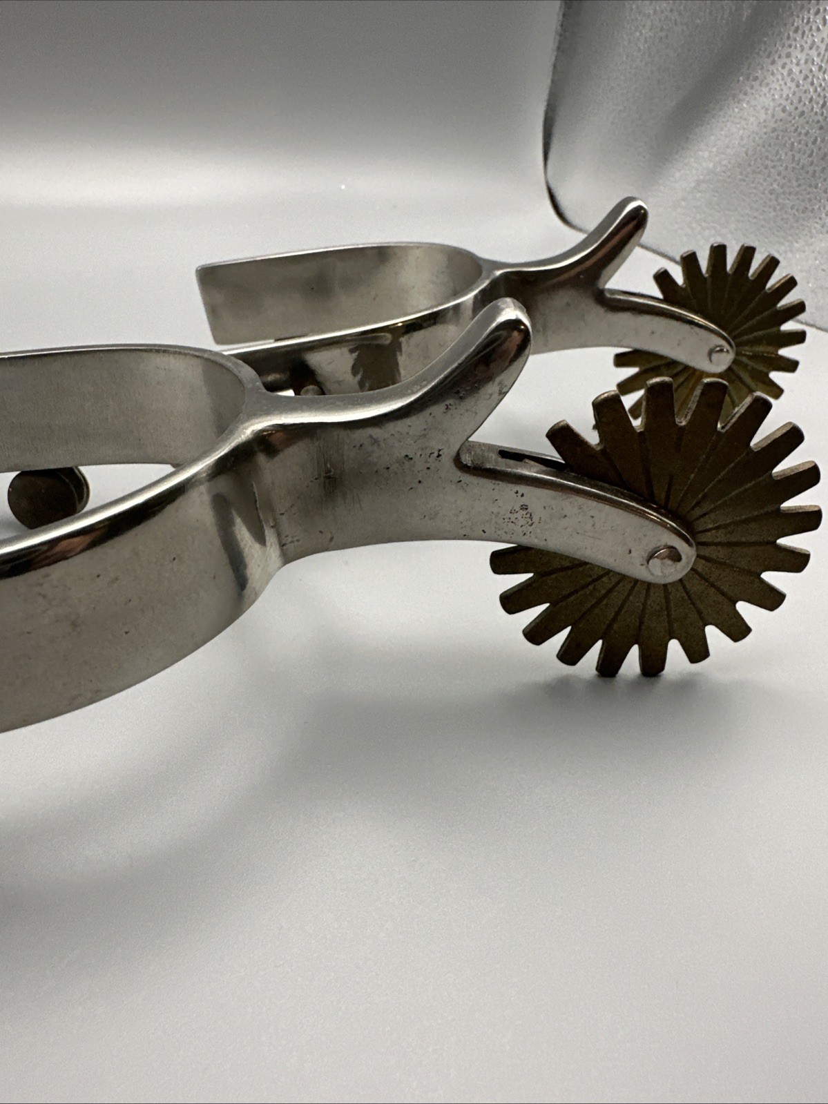 VTG Pair Of Western Spurs Brass Sunburst 20pt Rowels Korea