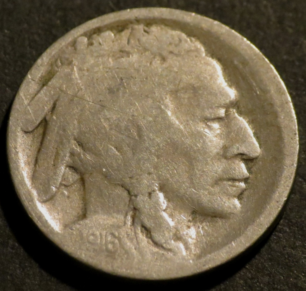 1916 S Buffalo Nickel Semi-Key Date Restored Five Cent 5c Coin D767
