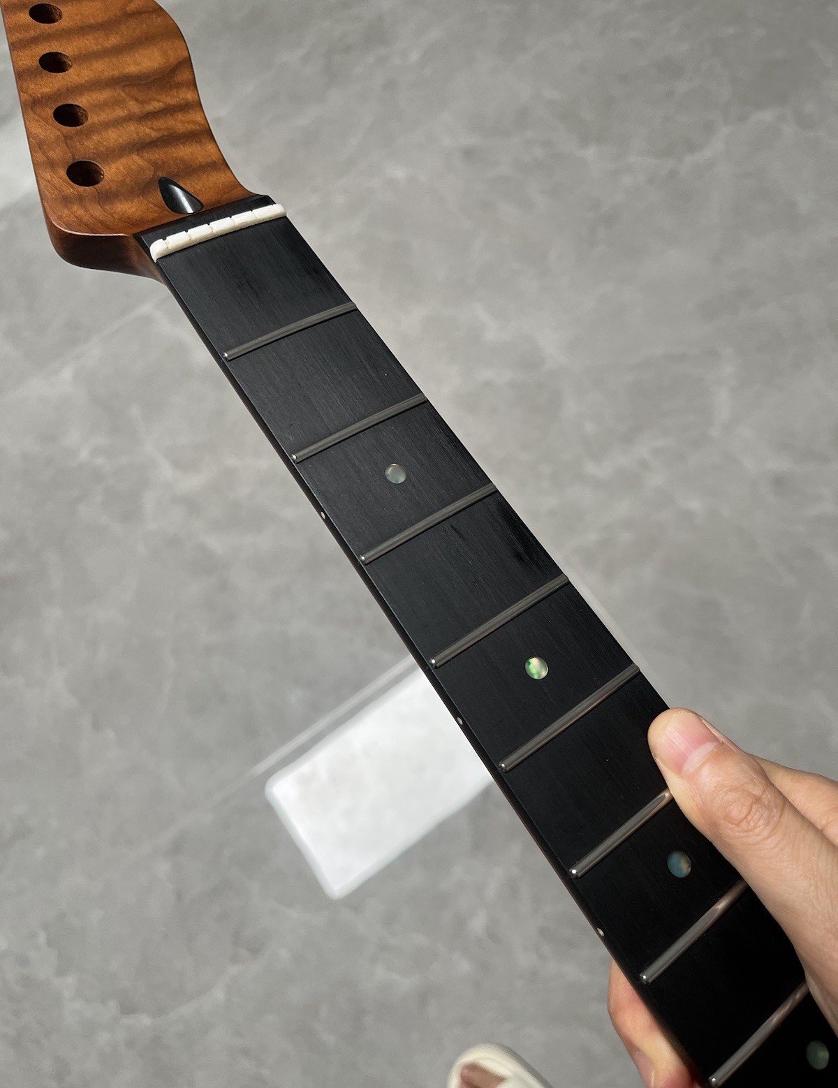 AAAAA NEW Stainless Ebony 22fret Satin Roasted Flame Maple electric guitar neck