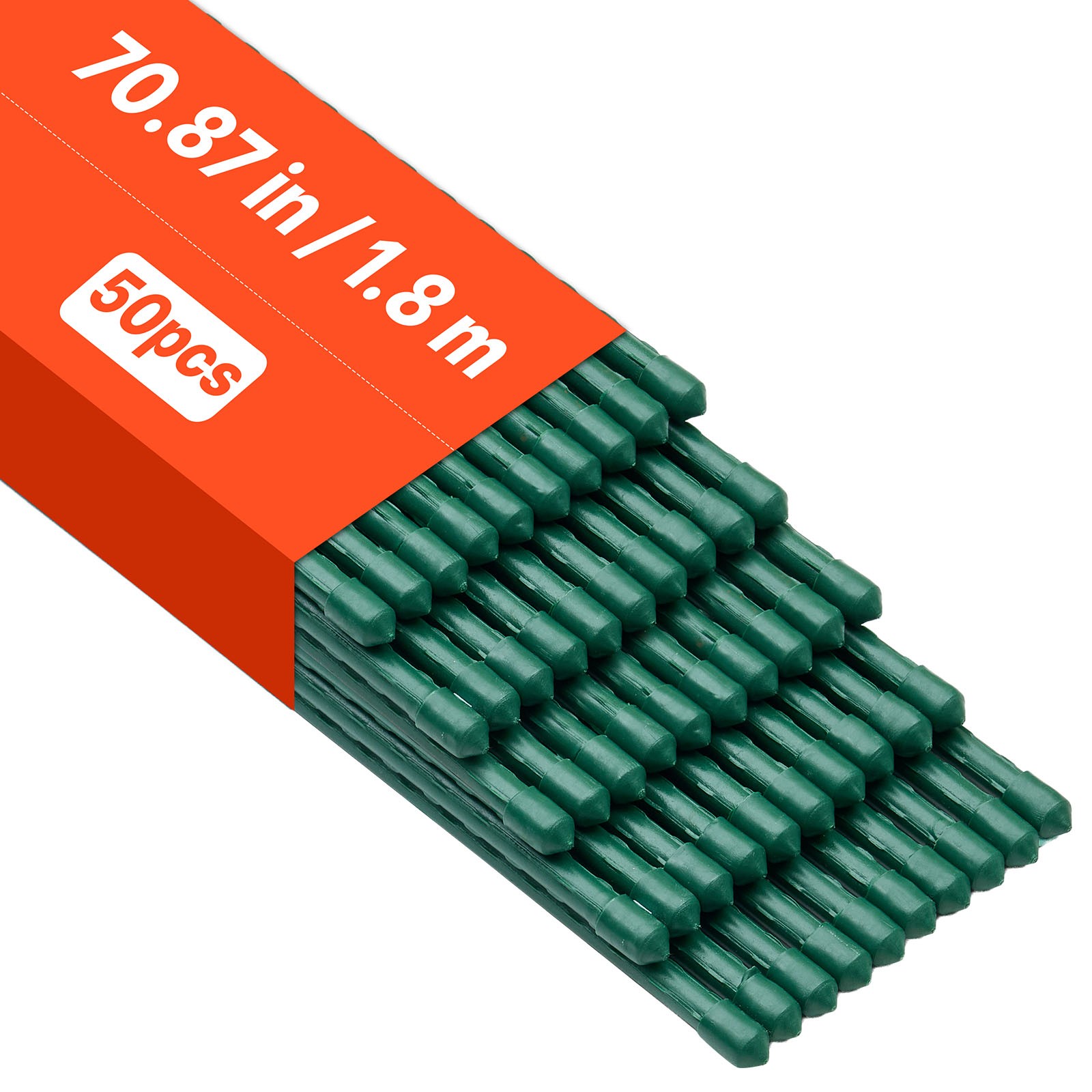 VEVOR Garden Stakes Tomato Stakes 50 Pack 70.87 inch Plastic Coated Metal Sticks