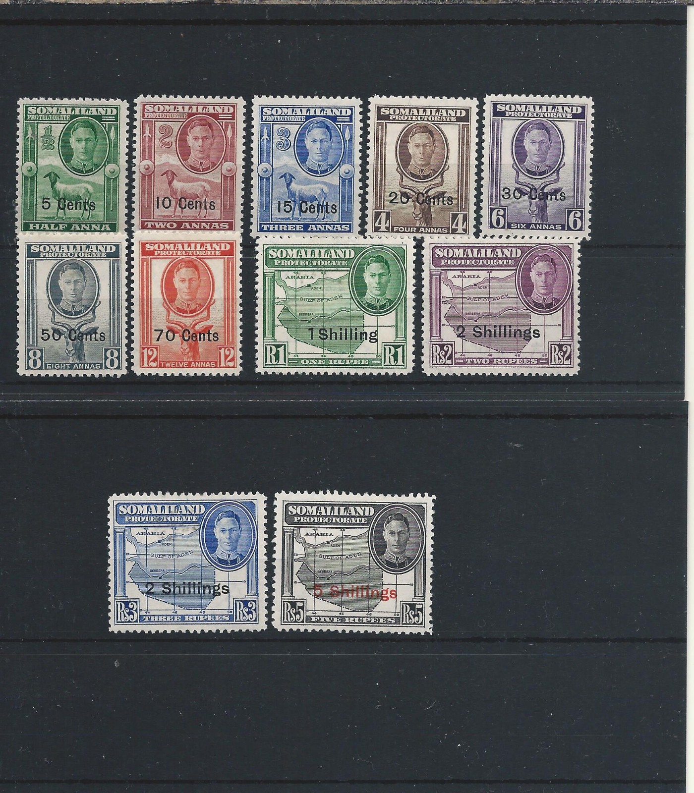 SOMALILAND 1951 NEW CURRENCY SET OF ELEVEN MINT SG 125/135 CAT £55