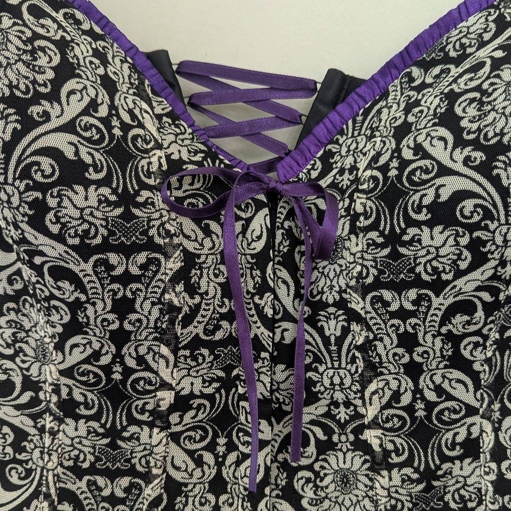 Cacique Baroque Mesh Corset Top Romantic Coquette Y2K Whimsigoth 18/20 Plus