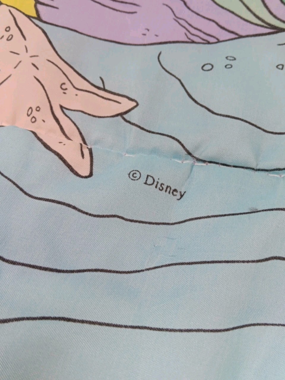 Vintage The Little Mermaid Ariel Sleeping Bag Fleece Zipper 55"x27" 90’s READ