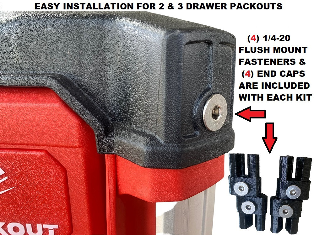 Rail Cap's for Milwaukee 2 & 3 Drawer Packouts