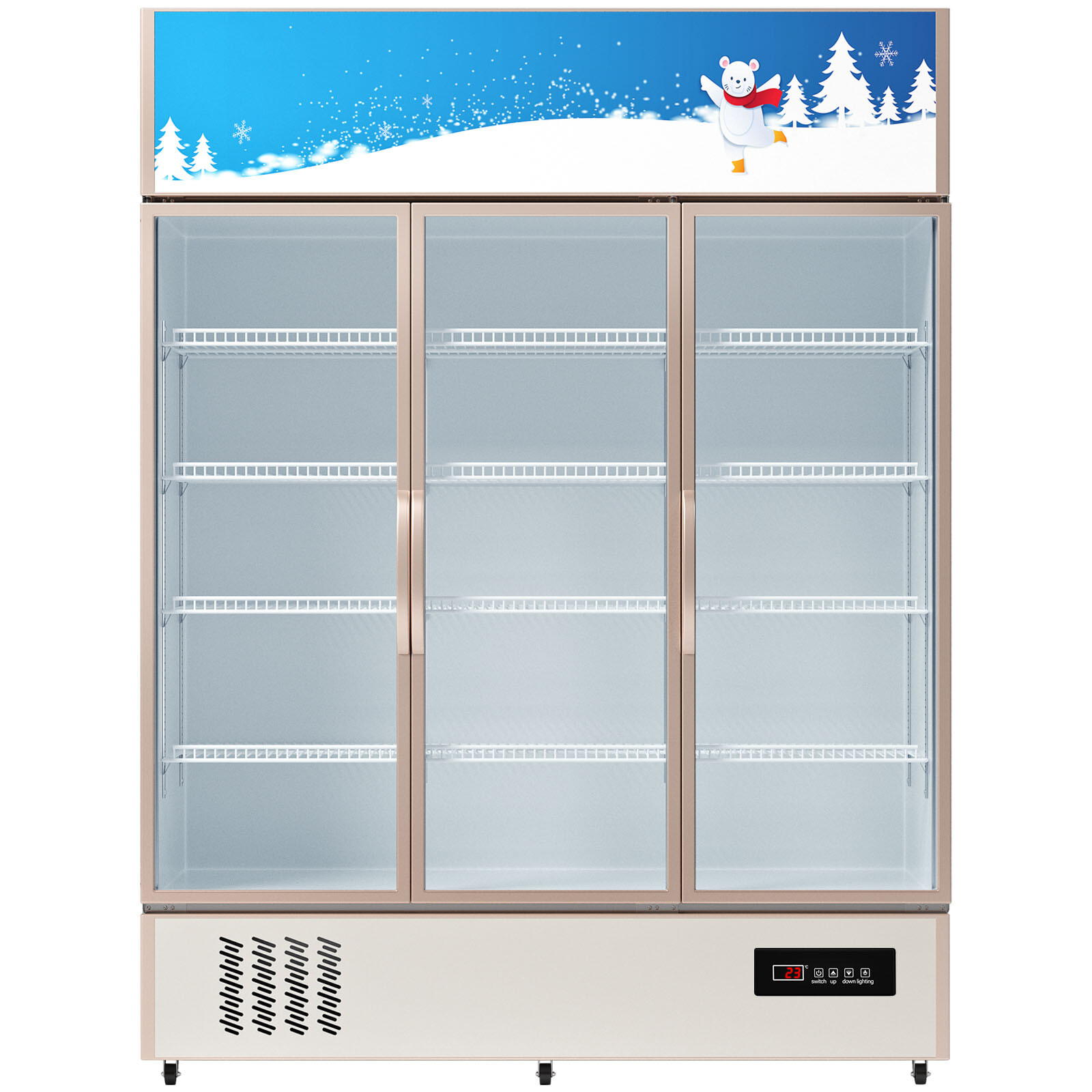 59'' Commercial Merchandiser Refrigerator 35 Cu.ft Beverage Cooler 3 Glass Doors