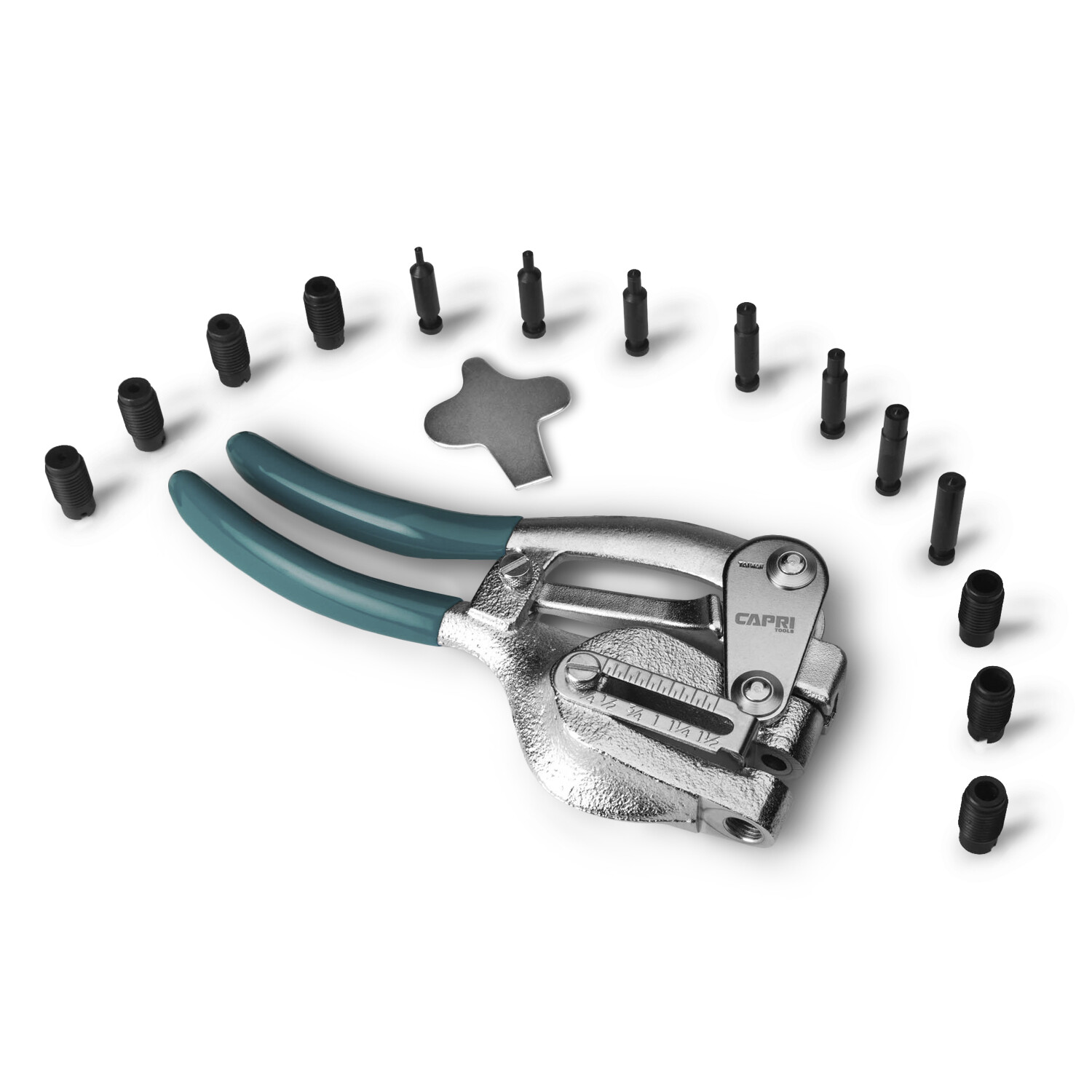 Capri Tools Metal Hole Punch Set with Puncher 16 Piece