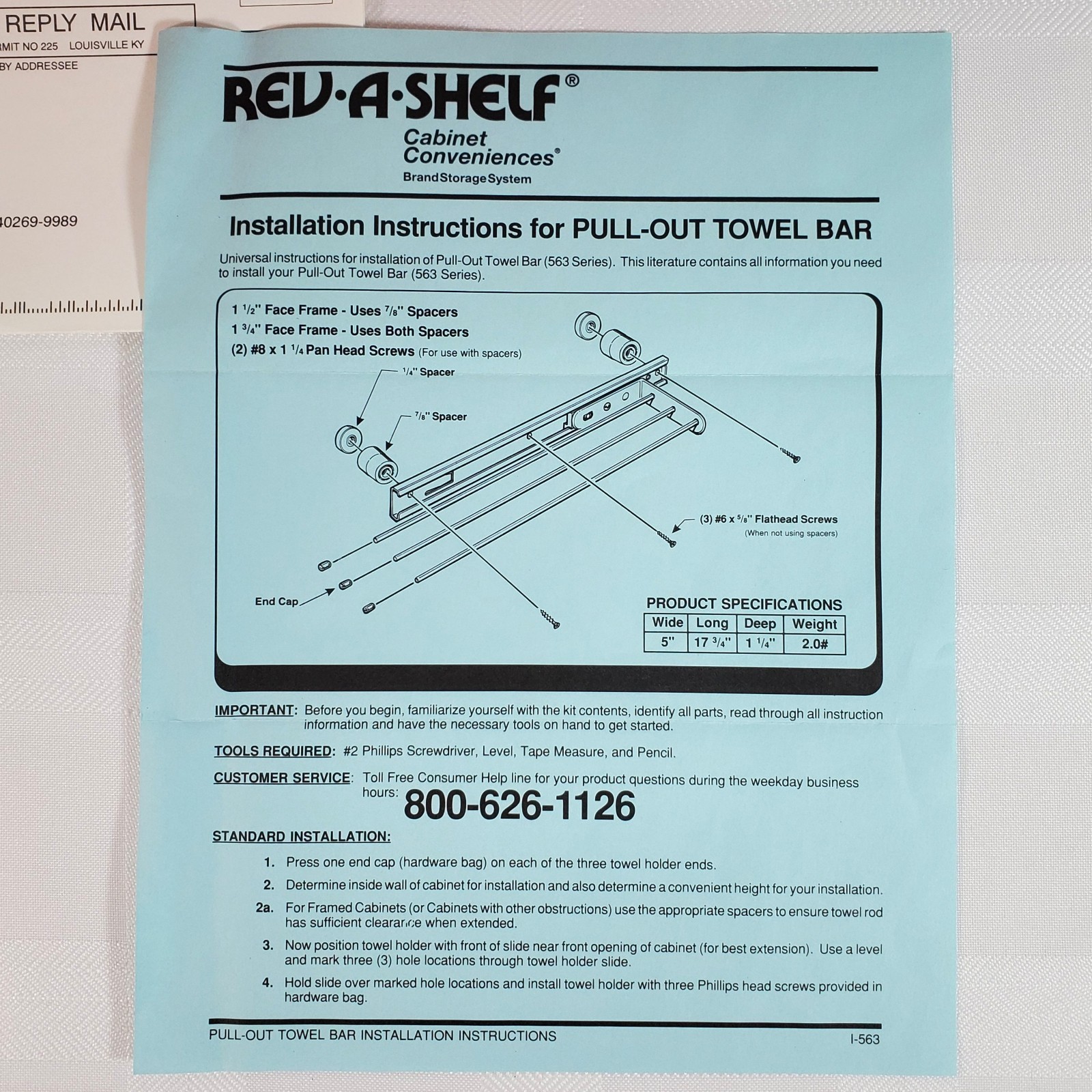 Vintage Rev-A-Shelf Pull Out Sliding Towel Rack 3 Bar White Kitchen Bath Laundry