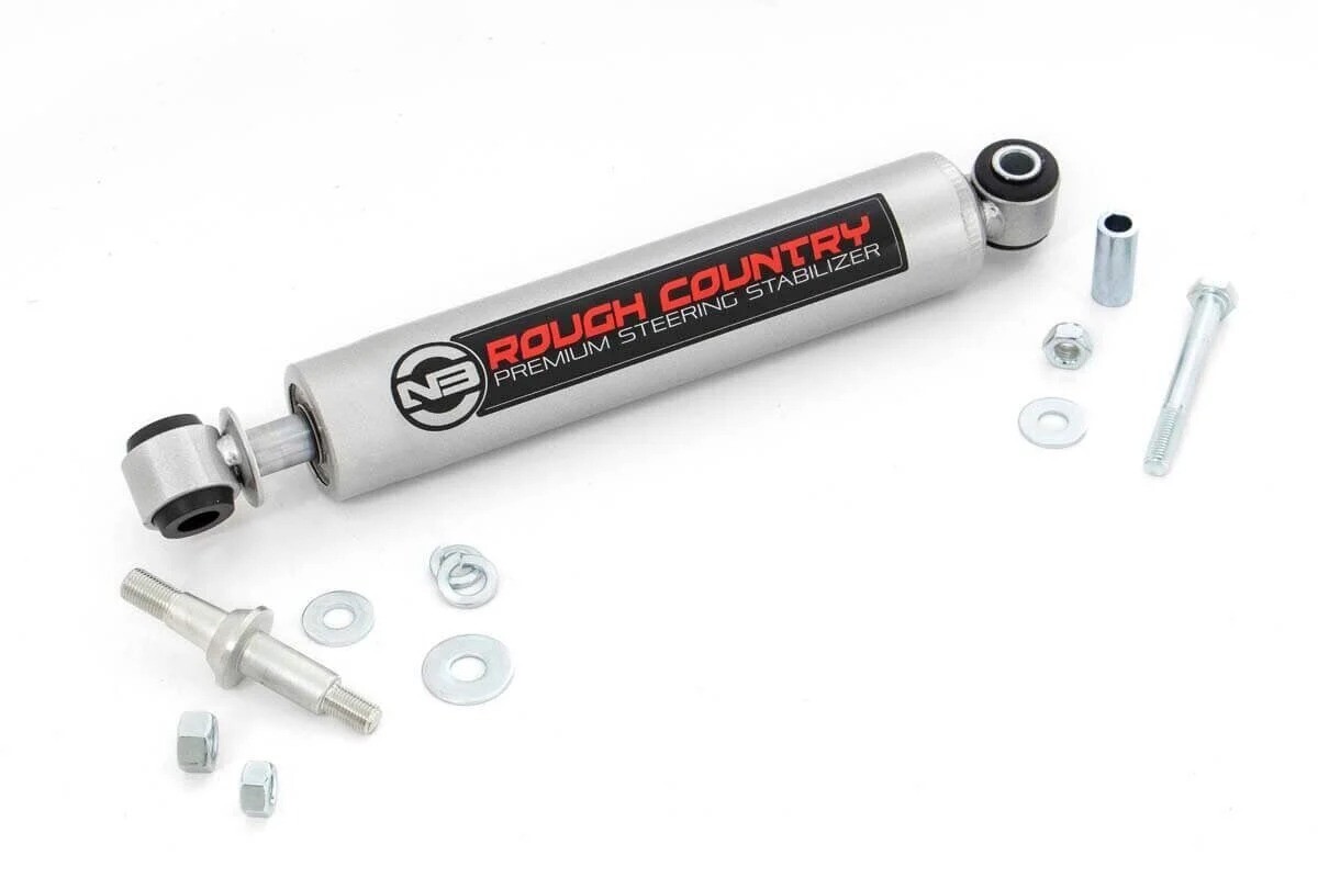 Rough Country Heavy Duty Steering Stabilizer for Jeep TJ, YJ, XJ, WJ, ZJ & GM