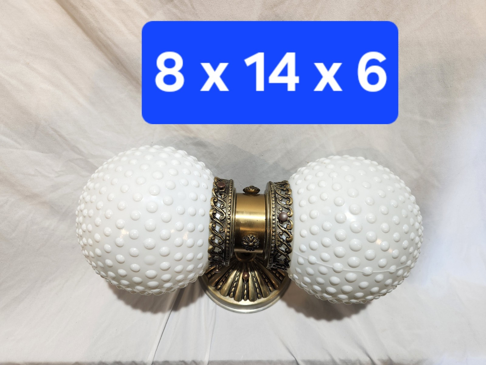Vintage Scroll Double Hobnail Crown Globes Bathroom Vanity Wall Light Fixture