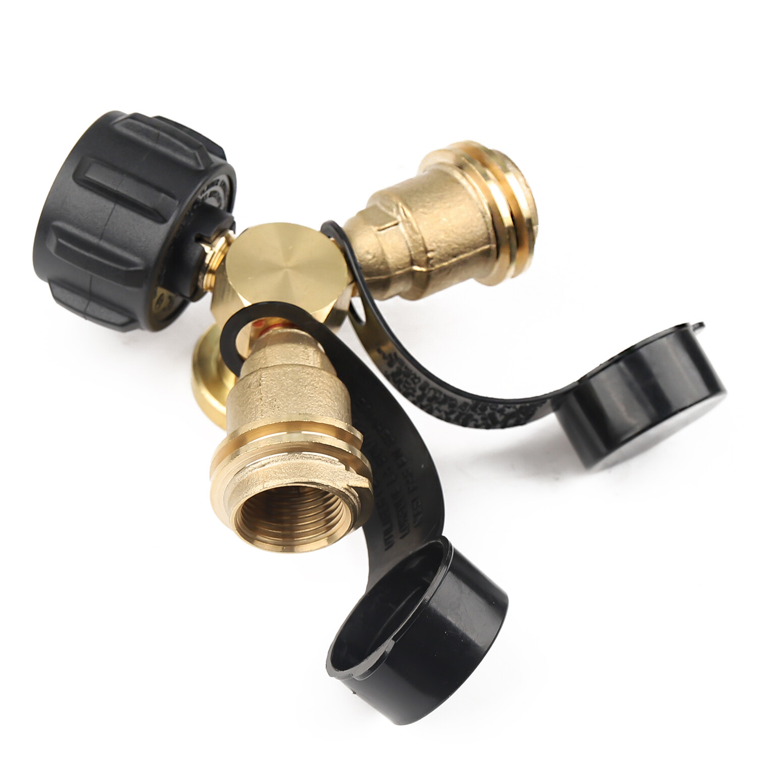 Propane Tank Y Splitter Adapter 2 Way LP Gas Tee Connector with Gauge