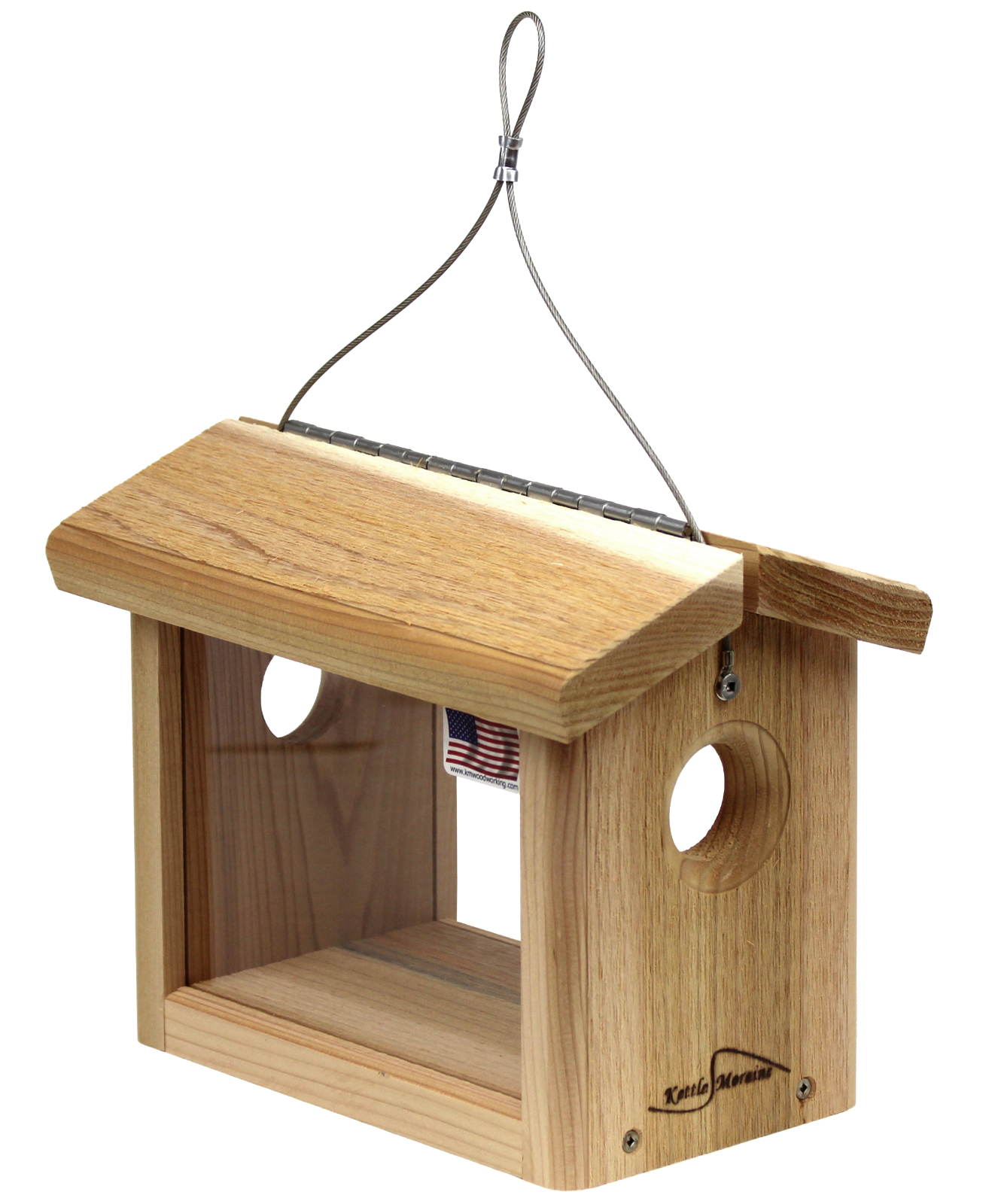 Kettle Moraine Hanging Cedar Bluebird Mealworm Feeder #8515 Offer Mealworms